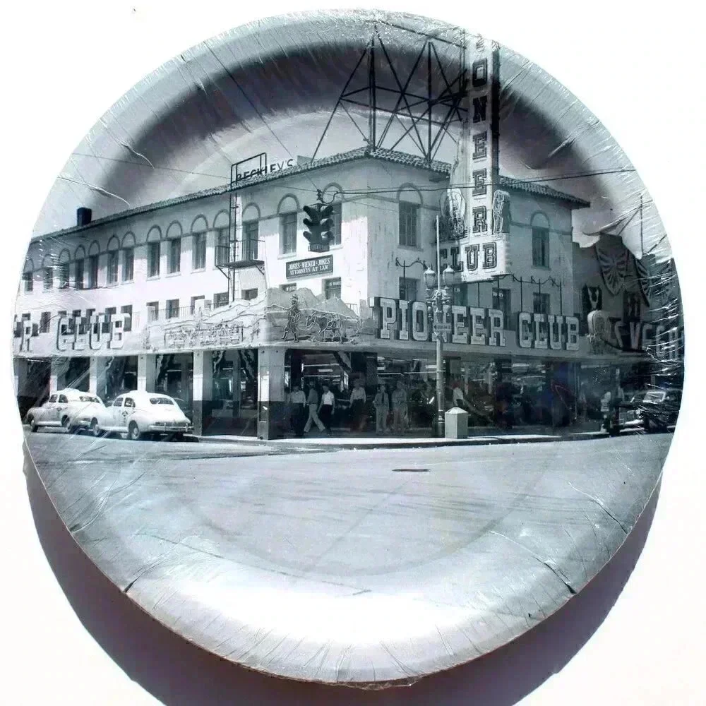 Frontier Hotel & Casino Las Vegas 1950s Street Sign - 8 Pack Party Paper Plate